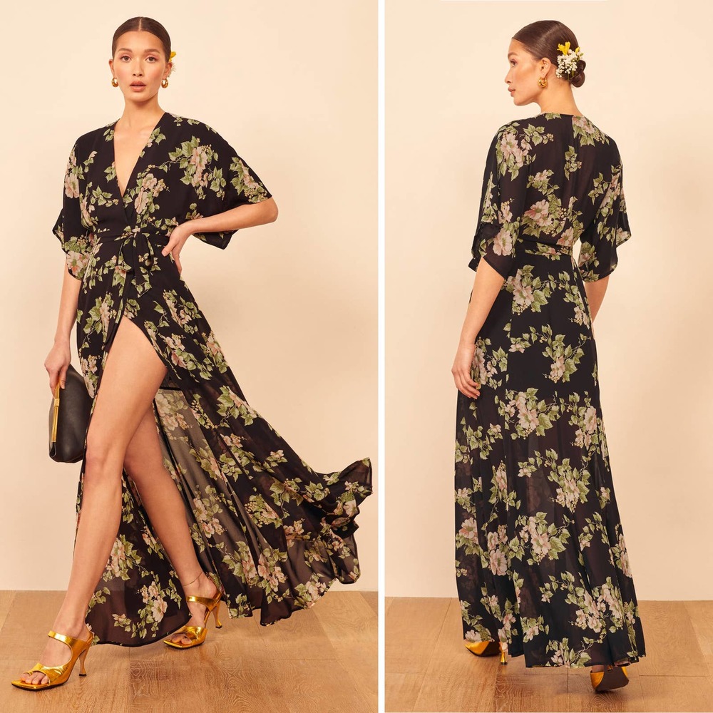 Reformation Winslow Dress | Arielle Floral Print Wrap Maxi Sz XS